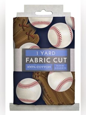2 David Textiles 44" x 1 Yard Cotton Mitt and Ball Precut Fabric, Blue